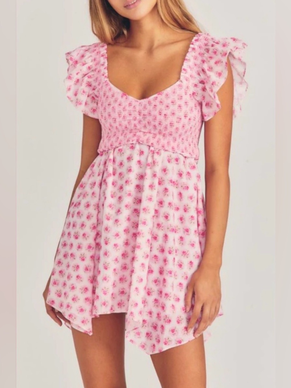 LoveShackFancy Athalia Dress in Pink Floral Size S